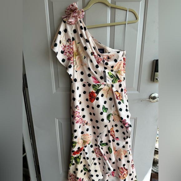 Marchesa Notte Floral Print One Shoulder Mini Dress - Picture 6 of 8